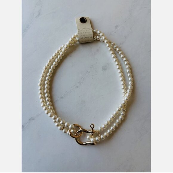 RARE! NWT Anthropologie Chunky Link Lock Pearl Necklace - Picture 5 of 6